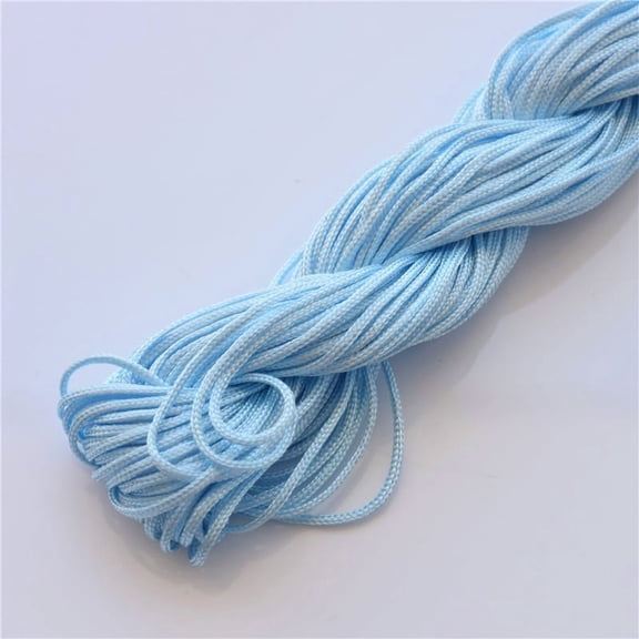 Firefly Hope 1mm Nylon Rattail Silk Satin Cord, Chinese Knotting & Macrame Beading Thread for DIY Bracelet Necklace Jewelry Craft String,Light Blue