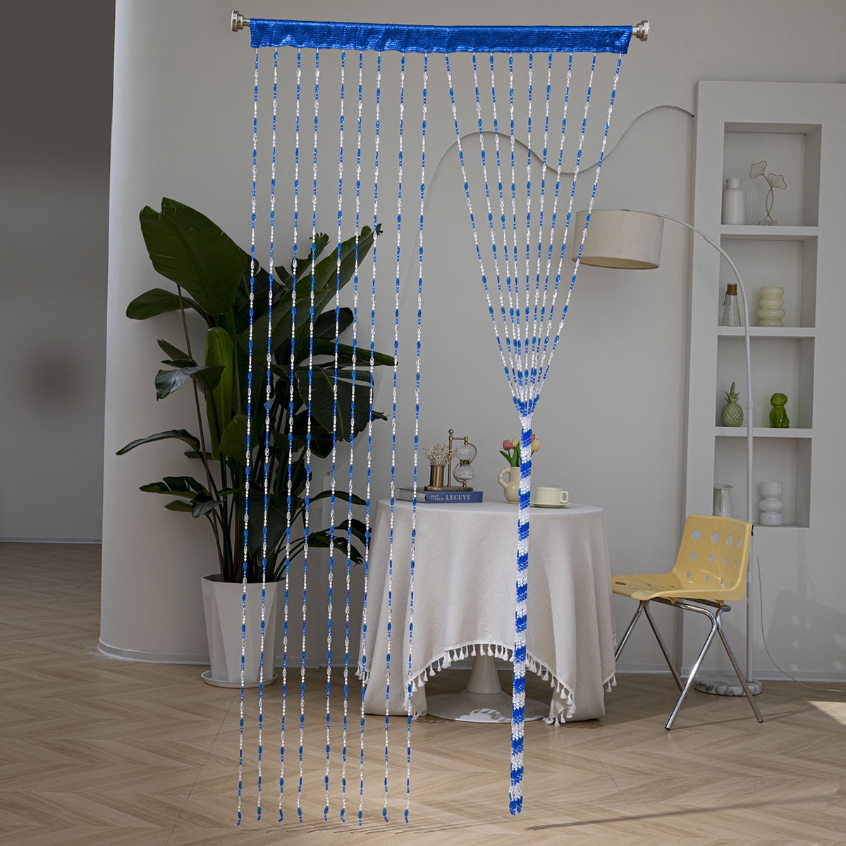 Firefly Hope 1pcs 39×78.7 Inch Clear Acrylic Beaded String Curtain, Tassel Accented Doorway Room Divider & Decor for Window, Living Room & Wedding, Blue