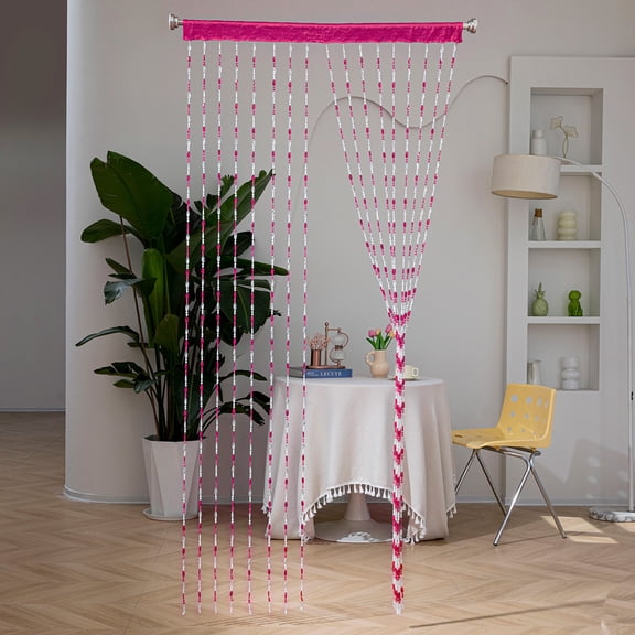 Firefly Hope 1pcs 3978.7 Inch Clear Acrylic Beaded String Curtain, Tassel Accented Doorway Room Divider & Decor for Window, Living Room & Wedding, Rose