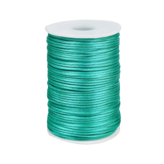 Firefly Hope 2.5mm Nylon Satin Cord Braided Beading Thread, Rattail Macrame String for Chinese Knotting, Bracelets, Necklaces & DIY Jewelry Making, Blue Green
