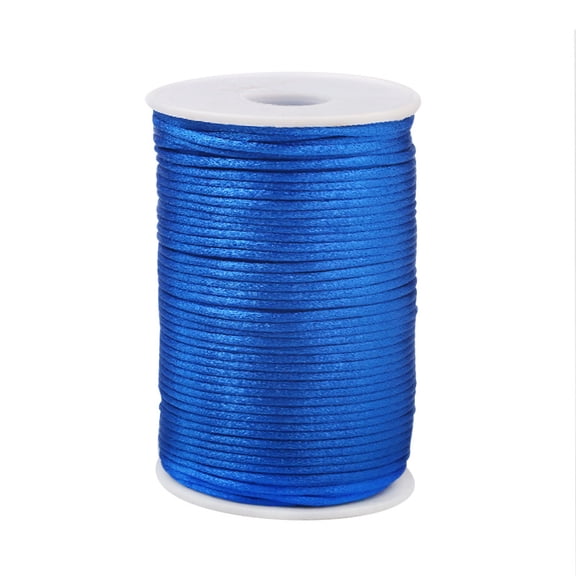 Firefly Hope 2.5mm Nylon Satin Cord Braided Beading Thread, Rattail Macrame String for Chinese Knotting, Bracelets, Necklaces & DIY Jewelry Making, Blue