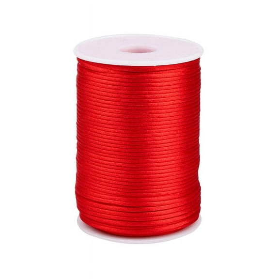 Firefly Hope 2.5mm Nylon Satin Cord Braided Beading Thread, Rattail Macrame String for Chinese Knotting, Bracelets, Necklaces & DIY Jewelry Making, Red