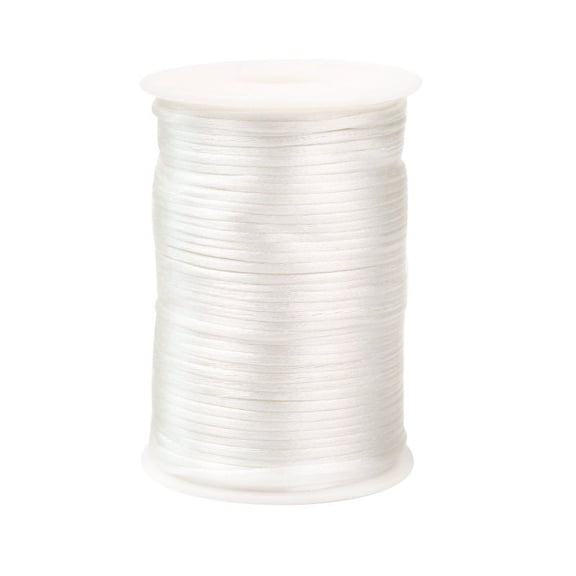 Firefly Hope 2.5mm Nylon Satin Cord Braided Beading Thread, Rattail Macrame String for Chinese Knotting, Bracelets, Necklaces & DIY Jewelry Making, White