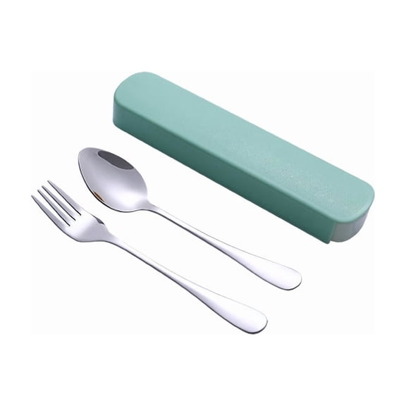 Firefly Hope 2 PCS Reusable Stainless Steel Travel Utensils Set, Knife Spoon with Compact Storage Case, Portable Silverware for Lunch Box, Camping & Office, Green