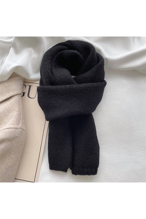 2 Pack Black Knit Scarf 638.27IN, Soft Lightweight Cozy Solid Color Winter Scarfs for Cold Weather & Daily Warm Wear