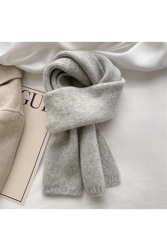 2 Pack Gray Knit Scarf 638.27IN, Soft Lightweight Cozy Solid Color Winter Scarfs for Cold Weather & Daily Warm Wear