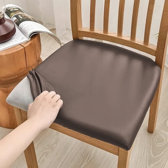 Firefly Hope 2 Pack Waterproof PU Leather Stretch Seat Covers, Dining/Kitchen Chair Protectors, Size M, Brown