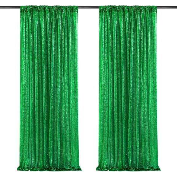 Firefly Hope 2 Panels Green Sequin Backdrop Curtains 2FT x 9.8FT, Glitter Photo Booth Background for Wedding, Baby Shower, Christmas & Stage Decor