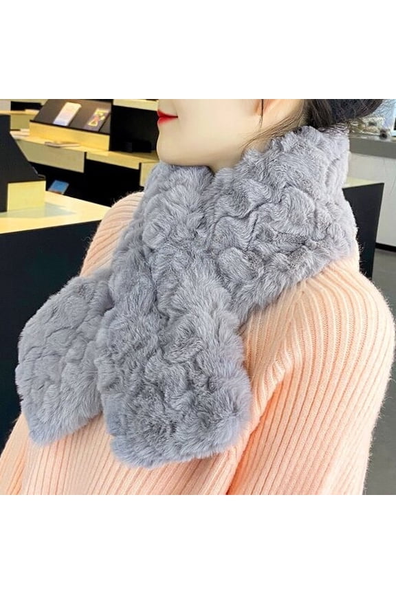 2 Pcs Light Gray Short Scarfs 31.55.12IN, Soft Fluffy Warm Polyester Winter Scarves for Daily Wear & Warm Keeping