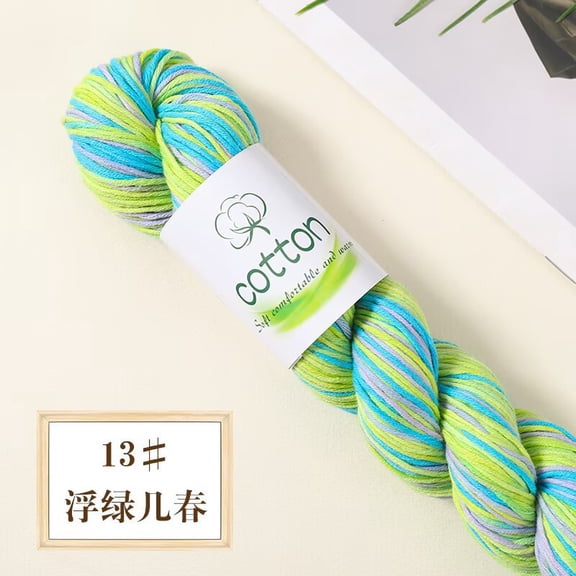 Firefly Hope 2 Roll 50g(Total of 100g) Color Segment Dyed Soft Cotton Yarnz, Premium Hand DIY Crochet Knitting Thread for Scarf, Hat, Shawl & Blanket Craft Needlework, Green Blue