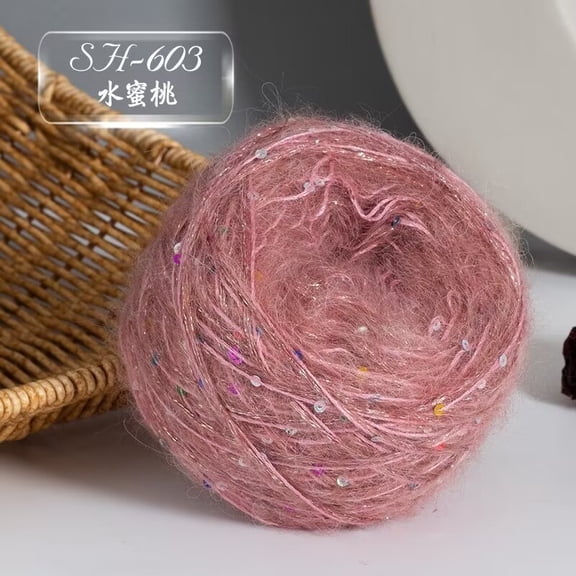 Firefly Hope 2 Rolls 50g Sequined Dark Pink Mohair Wool Blend Yarn, Sparkly Glitter Craft Yarn for Knitting & Crochet, Ideal for DIY Winter Hats, Sweaters & Shawls