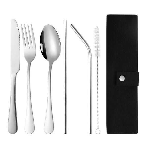 Firefly Hope 2 Sets Portable Stainless Steel Silverware Set, Reusable Utensils with Storage Case, Durable Flatware for Camping, Travel & On-the-Go Use-Silver