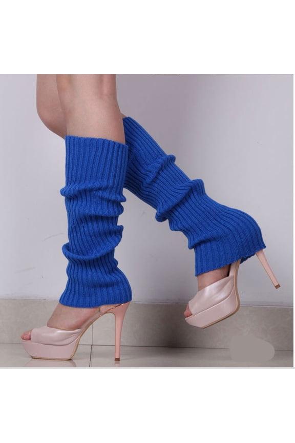 2 pairs Women's 80s Retro Cable Knit Leg Warmers, Long Knit Warm Socks for Ballet, Dance, Yoga, Skating & Party Costume, Royal blue
