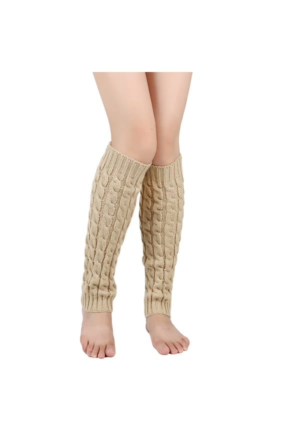 2 pairs of autumn and winter warm knitting wool socks 8-word Fried Dough Twists pile socks, suitable for and boys warm winter knitting warm socks (light yellow)