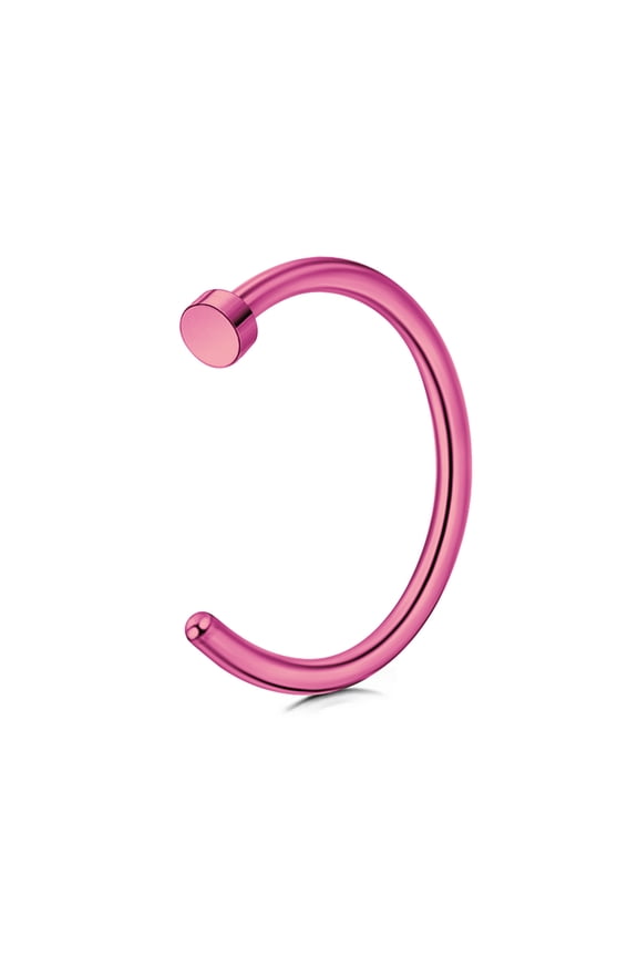 2 pcs Unisex Surgical Titanium Steel Open Nose Ring Hoop Nose Piercing Stud 8mmPink