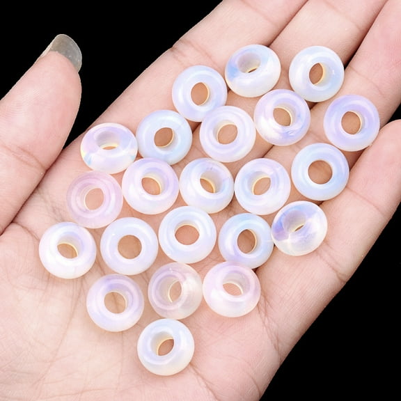 Firefly Hope 20 Pcs 612mm Rondelle Natural Gemstone Loose Beads, Large Hole Beads for DIY Jewelry Making, Bracelets & Macrame Projects, Opal