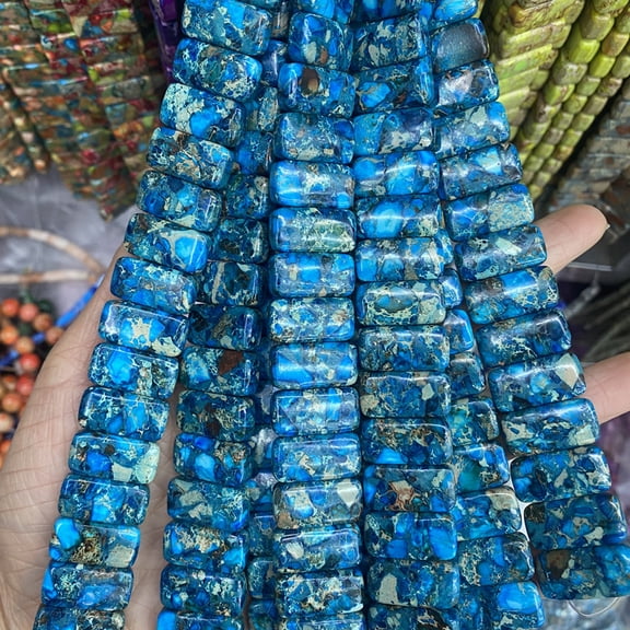 Firefly Hope 20-Piece Natural Lapis Lazuli Rectangle Spacer Beads, 1020mm Smooth Polished Loose Beads for DIY Jewelry Making, Blue