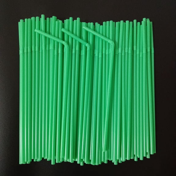 Firefly Hope 200Pcs 8.2 Inch Flexible Bendable Plastic Drinking Straws, Disposable Fancy Party Straws for Birthday, Holiday & Event DecorationsGreen