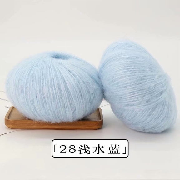 Firefly Hope 200g (8 Rolls) Premium Silk-Mohair Luxury Yarn, Ultra-Soft Blend for Knitting & Crochet Projects, Light Water Blue