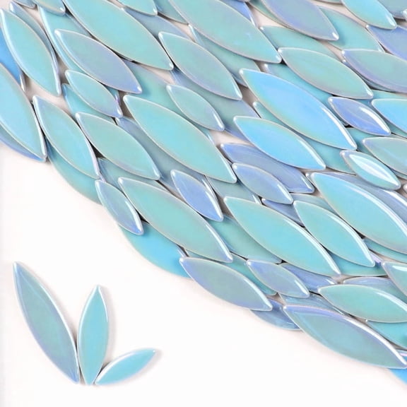 Firefly Hope 200g Floral Petal & Leaf Ceramic Mosaic Tiles, Loose Bulk Inlay Chips, DIY Craft Supplies for Indoor Outdoor Decor Ornaments, Multicolor Light Blue