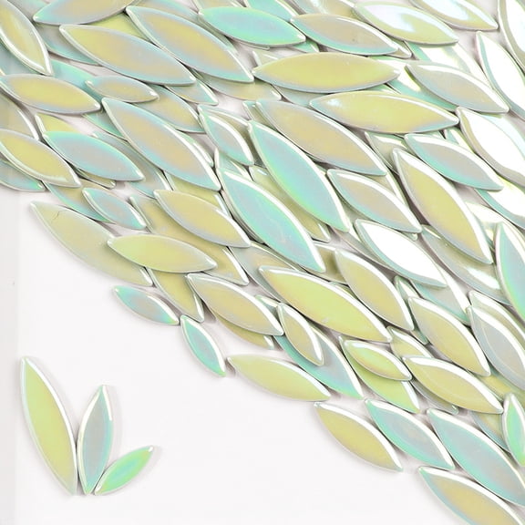 Firefly Hope 200g Floral Petal & Leaf Ceramic Mosaic Tiles, Loose Bulk Inlay Chips, DIY Craft Supplies for Indoor Outdoor Decor Ornaments, Multicolor Light Green