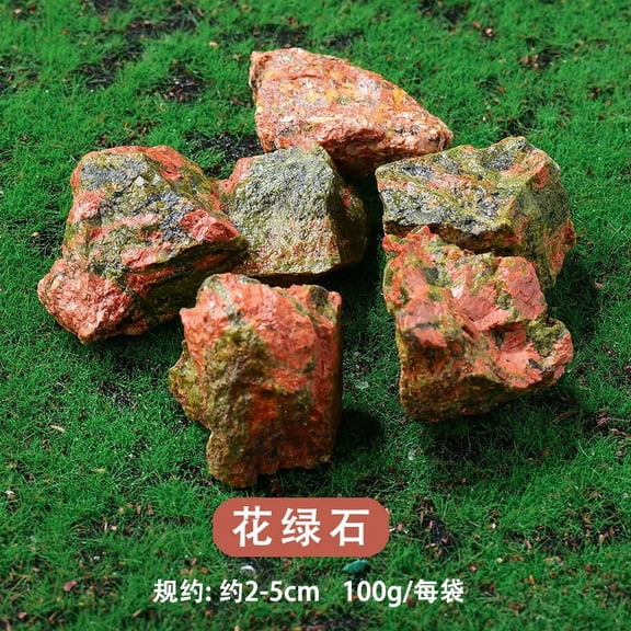 Firefly Hope 200g Natural Green Red Raw Stones 2-5cm, Irregular Bulk Aromatherapy Diffuser Crystals for Home Decoration & Fragrance Use