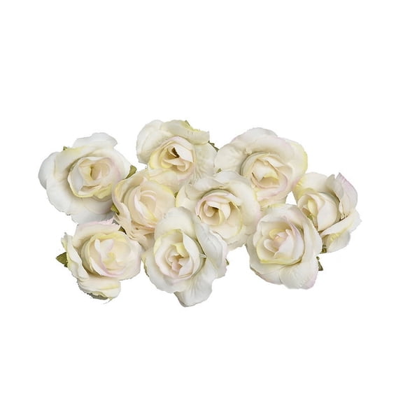 Firefly Hope 20Pcs 1.5" Mini Pink Artificial Silk Rose Flower Heads, Bulk Fake Roses for Wedding, Crafts & Home Party DecorWhite