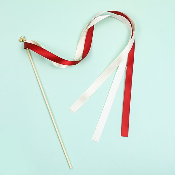 Firefly Hope 20Piece Set Wedding Ribbon Streamer Wands, Party Favor Sticks for Wedding Ceremony, Send-Off & Photo Booth Props, Wine Red White