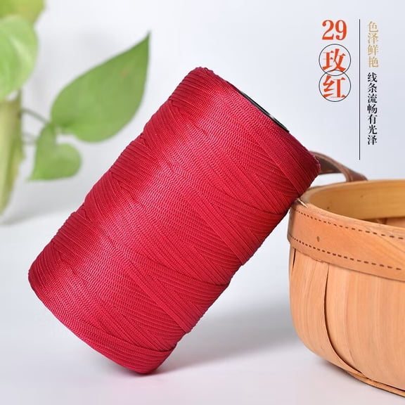 Firefly Hope 250g Breathable Hollow Flat Linen Silk Cotton Yarn in Rose Red, Lightweight Durable Knitting Weaving Thread for Summer Beach Bag, Sun Hat & Handmade Crafts