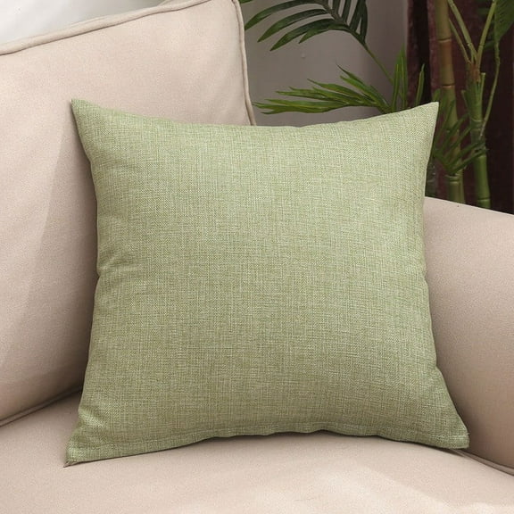 Firefly Hope 2PCS 1818 Inch Yellow Minimalist Cotton Linen Pillow, Thick Soft Multi-Use Cushion for Sofa, Office, Living Room & Car Lumbar Support, Green