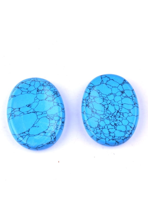 2PCS Hand Carved Thumb Worry Stone, Natural Healing Crystals Stone for Anxiety Relief, Meditation & Reiki Relaxation, Blue turquoise