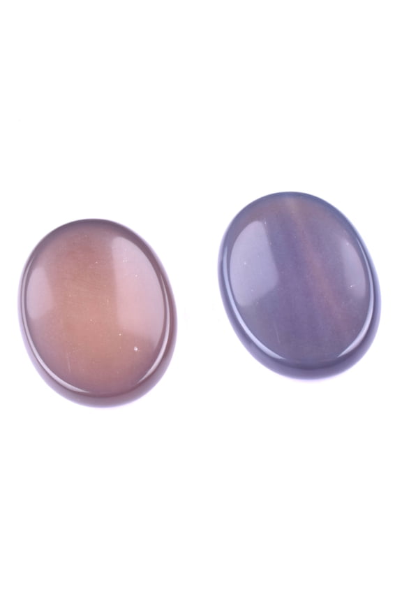 2PCS Hand Carved Thumb Worry Stone, Natural Healing Crystals Stone for Anxiety Relief, Meditation & Reiki Relaxation, Grey Agate