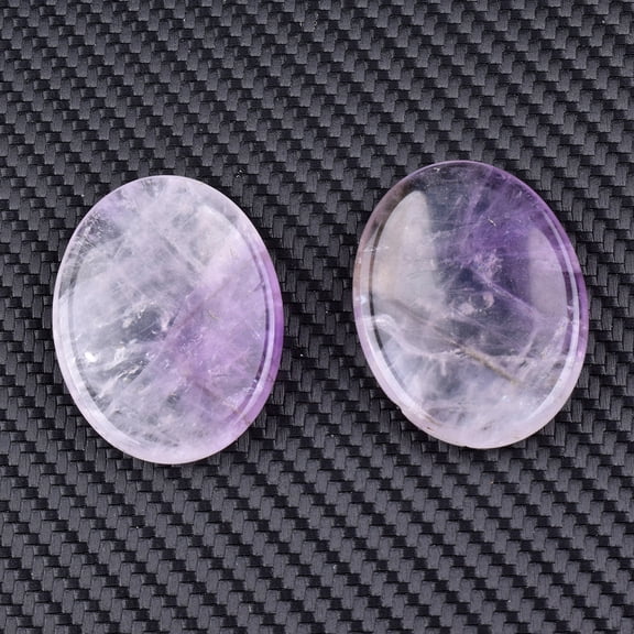 Firefly Hope 2PCS Hand Carved Thumb Worry Stone, Natural Healing Crystals Stone for Anxiety Relief, Meditation & Reiki Relaxation, Light Amethys