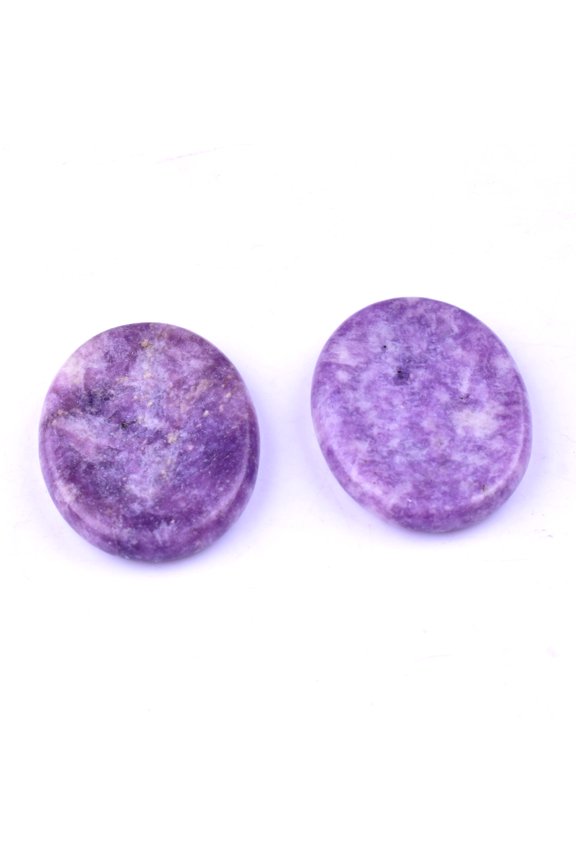 2PCS Hand Carved Thumb Worry Stone, Natural Healing Crystals Stone for Anxiety Relief, Meditation & Reiki Relaxation, Light Purple