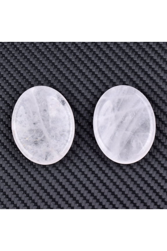 2PCS Hand Carved Thumb Worry Stone, Natural Healing Crystals Stone for Anxiety Relief, Meditation & Reiki Relaxation, White Crystal