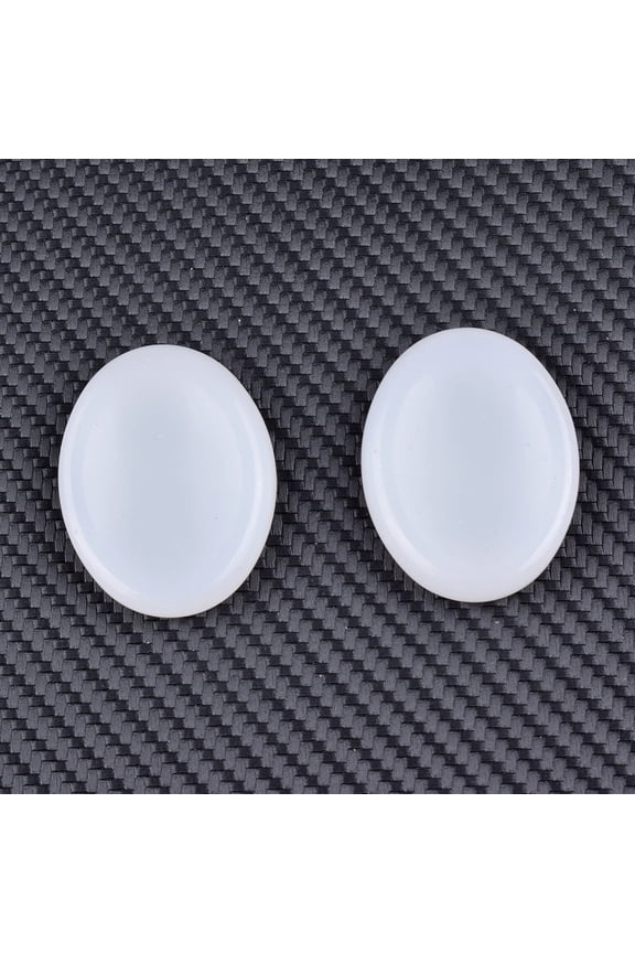 2PCS Hand Carved Thumb Worry Stone, Natural Healing Crystals Stone for Anxiety Relief, Meditation & Reiki Relaxation, White Jade