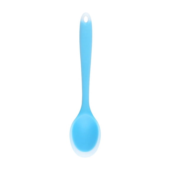 Firefly Hope 2Pcs 8 Inch Mini Silicone Cooking Spoons, Heat Resistant Small Mixing Spoons for Kitchen Baking, Stirring & Food Preparation ToolsBlue A