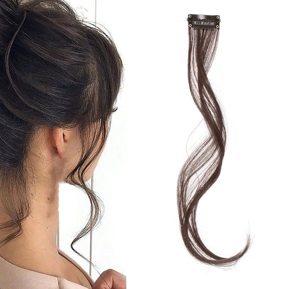 Firefly Hope 2Pcs Clip In Side Air Bangs Hair Extensions 9.8 Inch, Synthetic Long Temples Fringe Bangs Hairpieces for Natural Daily Hairstyle, Dark Brown