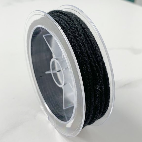 Firefly Hope 2mm Dragon Scale Pattern Cotton Rope, Woven Braided Craft String for DIY Bracelets, Tassels, Beaded & Pendant Jewelry Making,Black