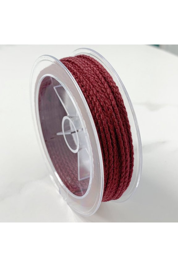 2mm Dragon Scale Pattern Cotton Rope, Woven Braided Craft String for DIY Bracelets, Tassels, Beaded & Pendant Jewelry Making,Dark Red