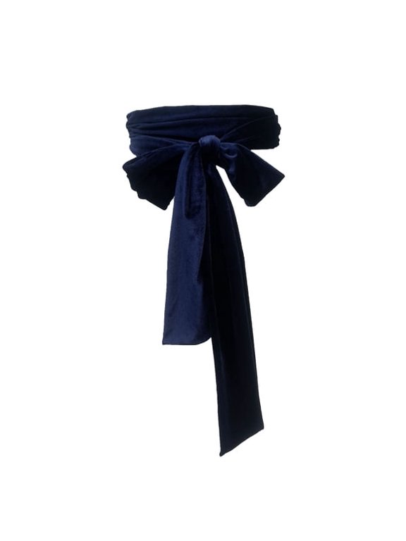 3.7 Inch Wide Velvet Waist Cincher Wrap, Elegant Bridal Gown Sash, Decorative Dress Accent Belt for Wedding, Prom & All Formal Special Occasions, Navy Blue