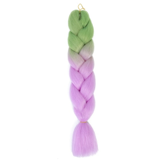 Firefly Hope 3 Bundles 24" Ombre Jumbo Braiding Hair, High Temperature Heat Resistant Synthetic Weave Extensions, Premium Fiber for Twist & Crochet Braids, Green to Light Purple