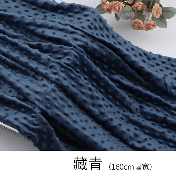 Firefly Hope 3 Meter  63 Inch Wide White Ultra-Soft Plush Cuddle Minky Dot Fabric, Durable Material for Blanket, Pillow Covers, Clothing, Scarf, Beanie & Sewing Projects, Navy Blue