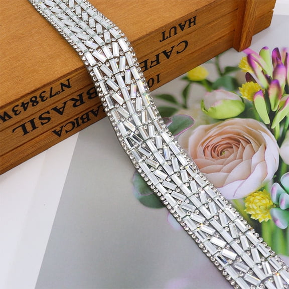 Firefly Hope 3 Pack Shiny Crystal Rhinestone Strips, 40cm/Roll Self-Adhesive Resin Diamond Ribbon for Art DIY & Party Supplies, Silver B