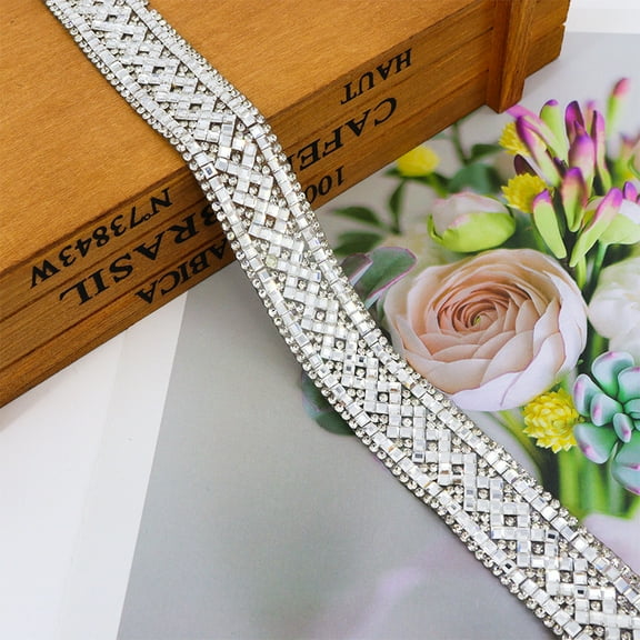 Firefly Hope 3 Pack Shiny Crystal Rhinestone Strips, 40cm/Roll Self-Adhesive Resin Diamond Ribbon for Art DIY & Party Supplies, Silver C