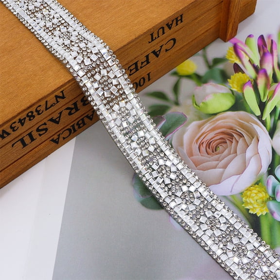 Firefly Hope 3 Pack Shiny Crystal Rhinestone Strips, 40cm/Roll Self-Adhesive Resin Diamond Ribbon for Art DIY & Party Supplies, Silver D