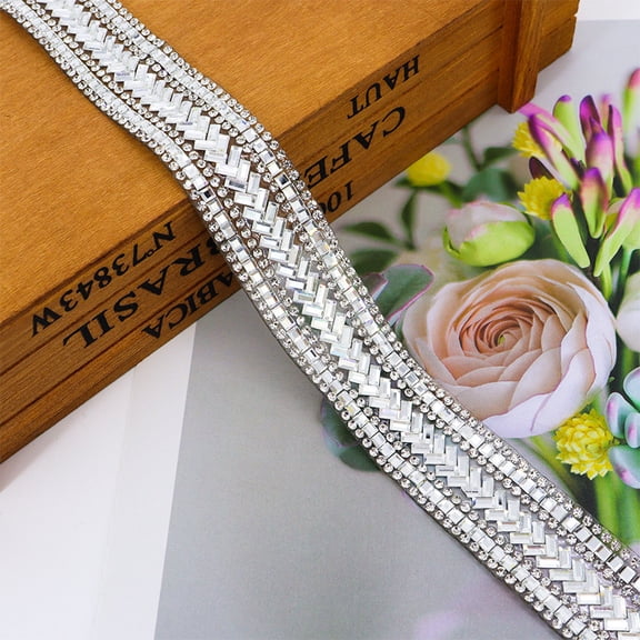 Firefly Hope 3 Pack Shiny Crystal Rhinestone Strips, 40cm/Roll Self-Adhesive Resin Diamond Ribbon for Art DIY & Party Supplies, Silver E