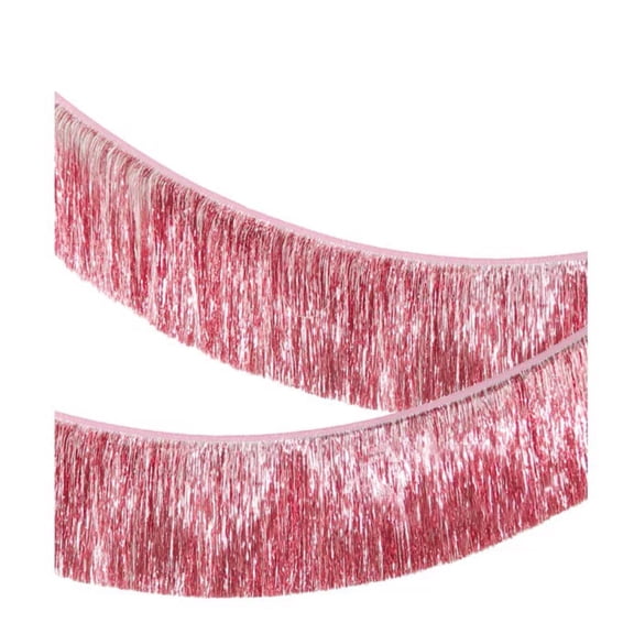 Firefly Hope 3 Packs 118*11.8in Heavy-Duty Thickened Metallic Foil Fringe Garland, Durable Tinsel Wall Hanging Banner for Weddings, Birthdays & Holiday Decor, Versatile Party DecorationPink