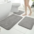 thumbnail image 1 of Firefly Hope 3-Piece Bathroom Rug Set, Soft Plush Water Absorbent Bath Mats, Non-Slip Machine Washable Floor Mats for Bathroom & Tub, Grey, 1 of 5