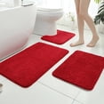 thumbnail image 1 of Firefly Hope 3-Piece Bathroom Rug Set, Soft Plush Water Absorbent Bath Mats, Non-Slip Machine Washable Floor Mats for Bathroom & Tub, Red, 1 of 5